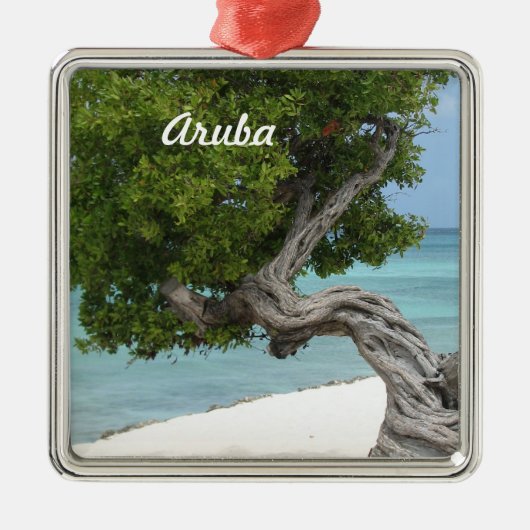 Divi Divi-boom in Aruba Metalen Ornament (Voorkant)