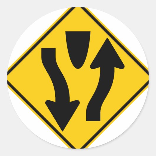 Divided Highway start Highway Sign Ronde Sticker (Voorkant)
