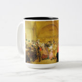 Dividenddag bij de Bank of England (effectenmarkt) Tweekleurige Koffiemok (Voorkant links)