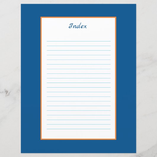 Dividerpagina voor blauw Oranje Multomap van de Te (Achterkant)