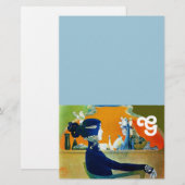 DIVIN IN BLAUW, MODE MONOGRAM VAN SCHOONHEID BRIEFPAPIER (Voorkant / Achterkant)