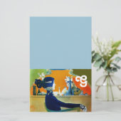 DIVIN IN BLAUW, MODE MONOGRAM VAN SCHOONHEID BRIEFPAPIER (Staand voorkant)