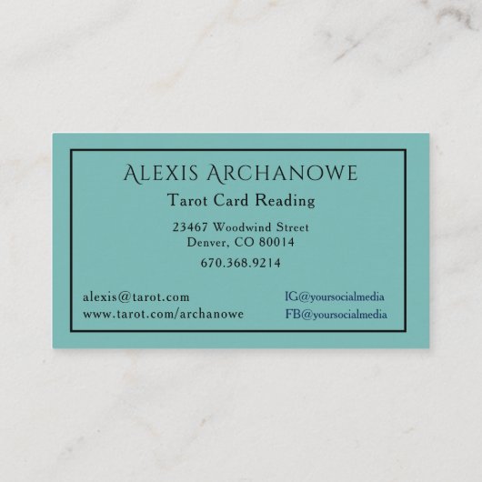 Divination Tarot Card Reading Business Card Visitekaartje (Achterkant)
