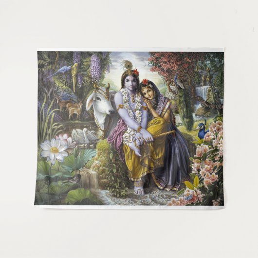 Divine All-Attractive Couple Krishna & Radha Wandkleed (Voorkant (horizontaal))