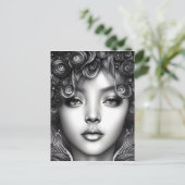 Divine Black Girl Digital Art Portret Briefkaart (Staand voorkant)