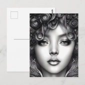 Divine Black Girl Digital Art Portret Briefkaart (Voorkant / Achterkant)