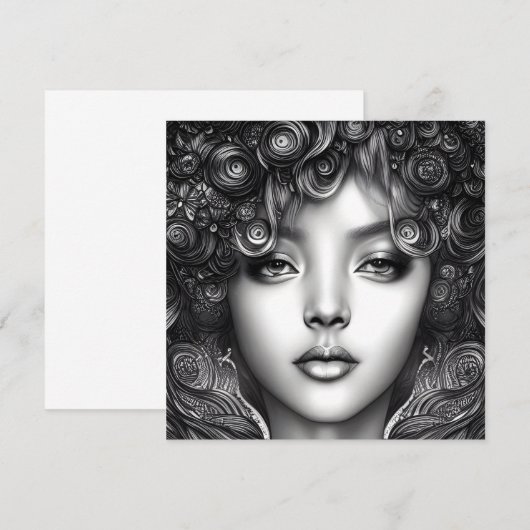 Divine Black Girl Digital Art Portret Flat Kaart (Voorkant / Achterkant)