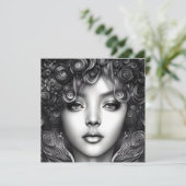 Divine Black Girl Digital Art Portret Flat Kaart (Staand voorkant)