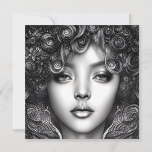 Divine Black Girl Digital Art Portret Flat Kaart