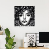 Divine Black Girl Digital Art Portret Poster (Thuiskantoor)