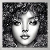 Divine Black Girl Digital Art Portret Poster (Voorkant)