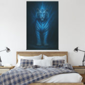 Divine Blue Lightning White Tiger – Celestial Stor Canvas Afdruk (Insitu (Slaapkamer))