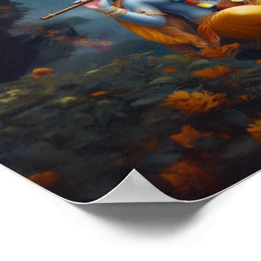 Divine Blue Lord Krishna Art Poster (Hoek)