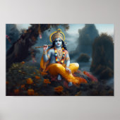 Divine Blue Lord Krishna Art Poster (Voorkant)