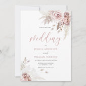 Divine Blush and Dusty Roos Floral Wedding Kaart (Voorkant)