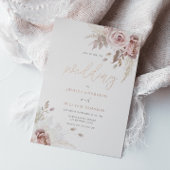 Divine Blush Dusty Roos Floral Wedding Roos Gold Folie Uitnodiging