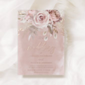 Divine Blush Floral Wedding Roos Gold Folie Uitnodiging
