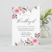 Divine Blush Pink Waterverf Floral Wedding Kaart (Staand voorkant)