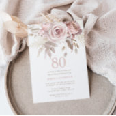 Divine Blush Roses 80th Birthday Party Kaart