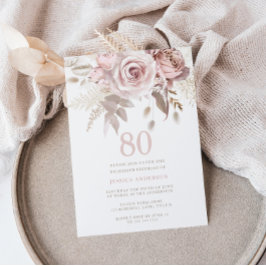 Divine Blush Roses 80th Birthday Party Kaart