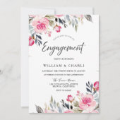 Divine Blush Waterverf Floral Engagement Party Kaart (Voorkant)
