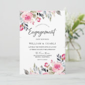 Divine Blush Waterverf Floral Engagement Party Kaart (Staand voorkant)