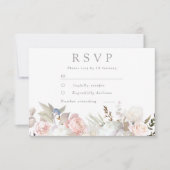 Divine Blush & White Floral Modern Wedding RSVP Kaartje (Voorkant)