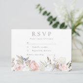 Divine Blush & White Floral Modern Wedding RSVP Kaartje (Staand voorkant)