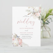 Divine Blush & White Floral Wedding Kaart (Staand voorkant)