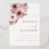 Divine Boho Blush Bruiloft Roos Gold Folie Uitnodiging (Voorkant)