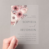 Divine Boho Blush & Roos Bruiloft Acryl Uitnodigingen (Insitu (Draagbaar))
