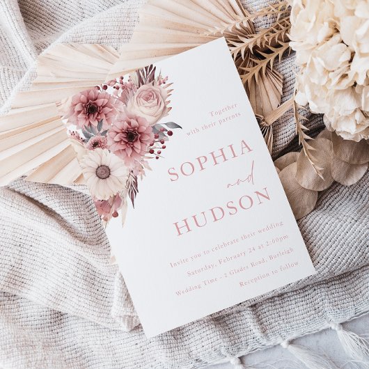 Divine Boho Blush & Roos Bruiloft Kaart
