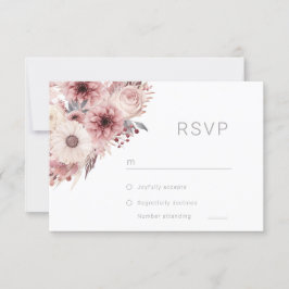 Divine Boho Blush & Roos Bruiloft RSVP Kaartje