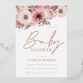 Divine Boho Blush Roos Goud Baby shower Folie Uitnodiging (Voorkant)
