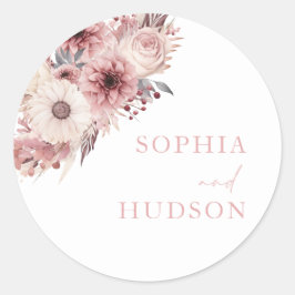 Divine Boho Blush & Rose Trouw  Ronde Sticker