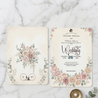 Divine Boho Blush Rose Wedding Kaart