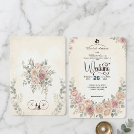 Divine Boho Blush Roze Bruiloft Kaart