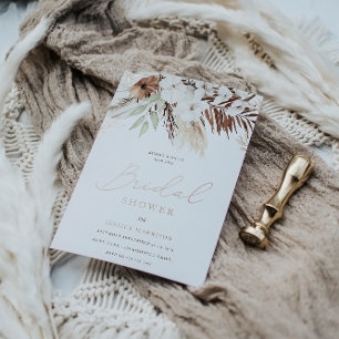 Divine Boho Floral Roos Gold Foil Vrijgezellenfees Folie Uitnodiging