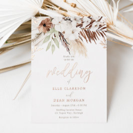 Divine Boho Floral Roos Gold Foil Wedding Folie Uitnodiging