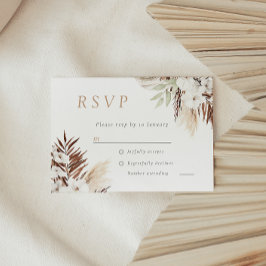 Divine Boho White Floral All Seasons Wedding RSVP Kaartje