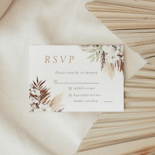 Divine Boho White Floral All Seasons Wedding RSVP Kaartje