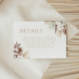 Divine Boho White Floral Wedding Details Informatiekaartje