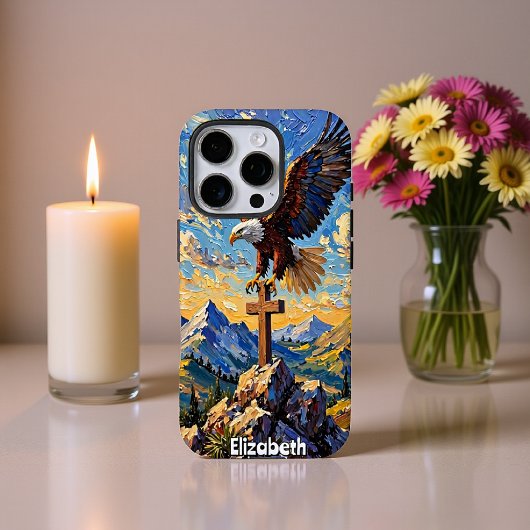 Divine Descent: Eagle on Cross Case-Mate iPhone Case
