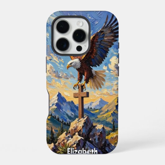 Divine Descent: Eagle on Cross iPhone Hoesje (Achterkant)