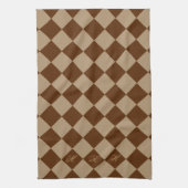 Divine Diamond Pattern_Chocolate Mocha_monogram Theedoek (Verticaal)