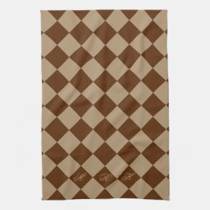 Divine Diamond Pattern_Chocolate Mocha_monogram Theedoek