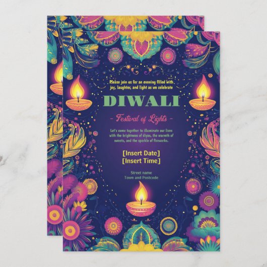 Divine Diwali Harmony Kaart (Voorkant / Achterkant)