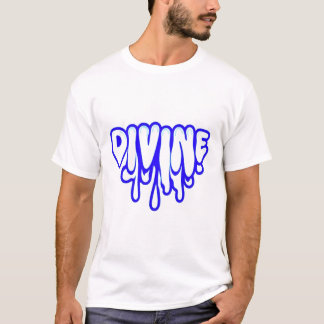 DIVINE Drip Graffiti Text Art – Neon Blue Streetwe T-shirt