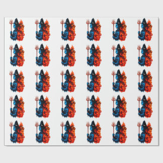 Divine Dualiteit: Blauwe Shiva & Ganesha T-Shirt Cadeaupapier