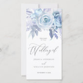 Divine Dusty Blue Floral Wedding Program (Voorkant)